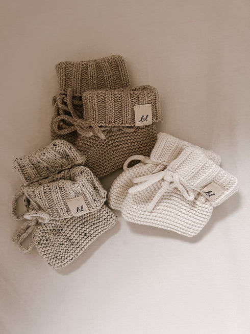 luna-luca-organic-booties-heather-beige Luna and Luca Newborn Baby Clothes